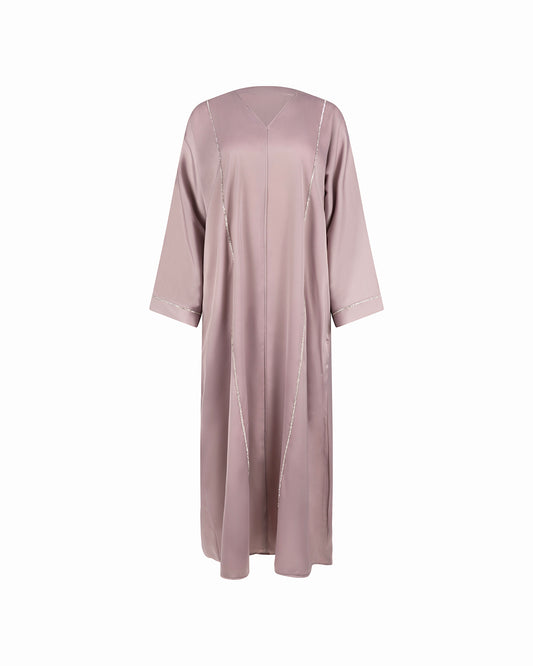 Silver Silk Abaya - Soft Mauve