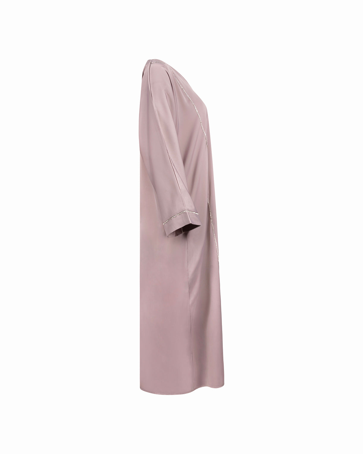 Silver Silk Abaya - Soft Mauve
