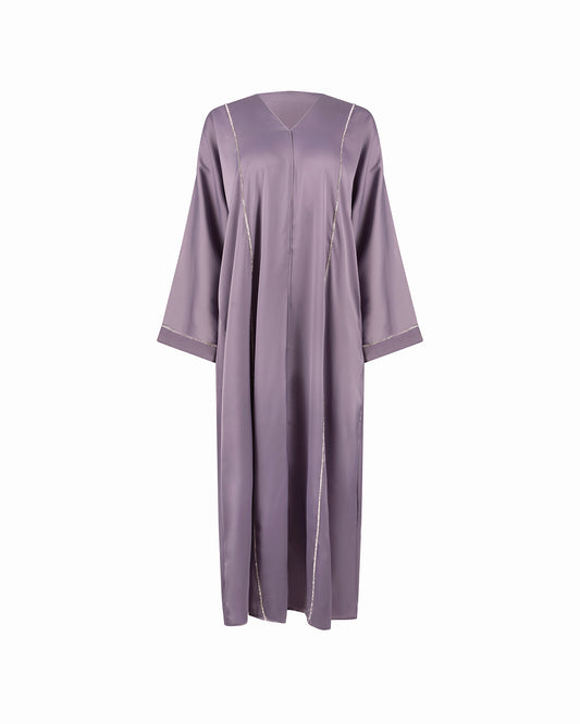 Silver Silk Abaya - Purple